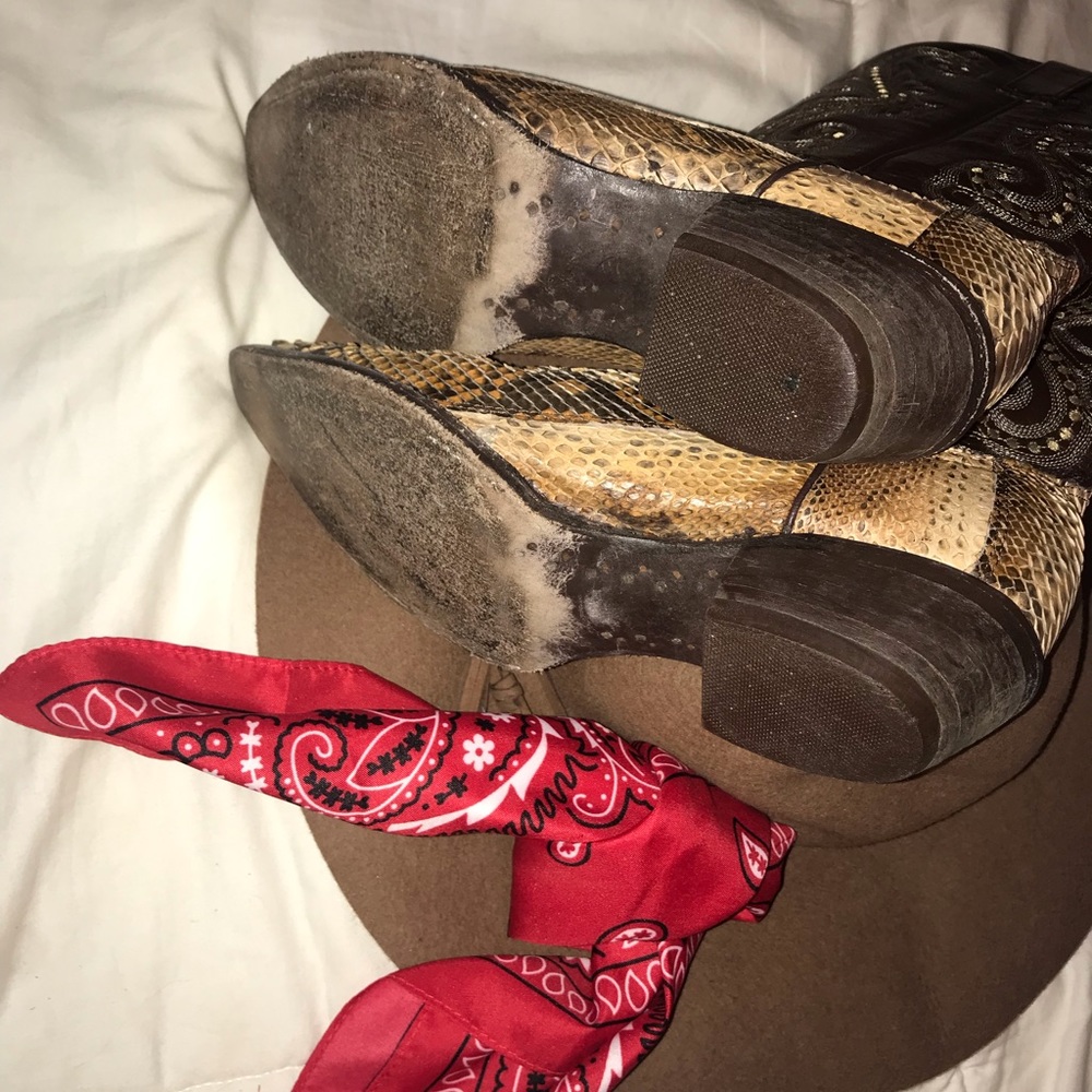 Circle G Western Real Python Leather Boots 8.5 - image 6